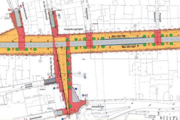 Fußgängerzone mit Busverkehr Hindenburgstraße Mönchengladbach